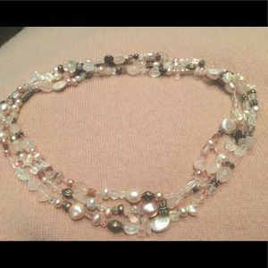 Romantic Necklace Sterling, Pearls, Gemstones